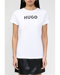 Хлопковая футболка с логотипом бренда Hugo