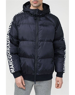 Пуховик утепленный с капюшоном и принтом на рукавах Marco di radi