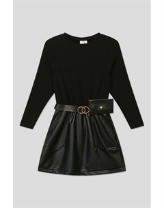 Комбинированное платье со съемным ремнем с кошельком Ido