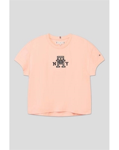 Хлопковая футболка с логотипом бренда Tommy hilfiger