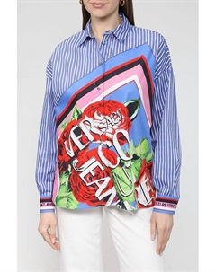 Рубашка в полоску с ярким принтом Versace jeans couture