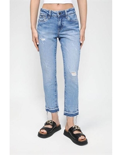 Джинсы с необработанным краем и разрезами Pepe jeans