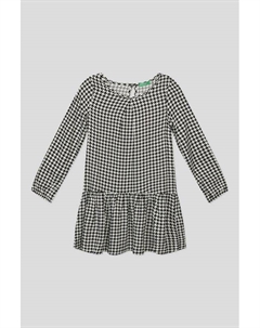 Платье с воланам и мелким принтом Benetton