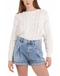 Пуловер с О-вырезом ажурной вязки Replay