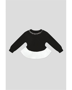 Свитшот хлопковый со стразами и оборкой Ovs