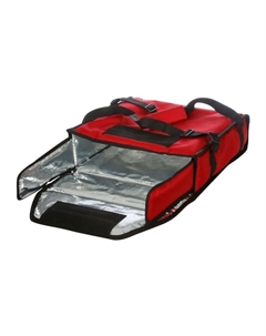 Термосумка на 2 пиццы 350х350х100 мм средняя красная с вентиляцией Restobag