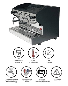 Кофемашина рожковая Rounder 2 GR NERO (RD002N+high cup+ cup warmer) высокие группы Acm