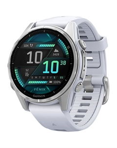 Смарт-часы Garmin Fenix 8 43 мм Amoled Silver с силиконовым ремешком Whitestone (010-02903-00)