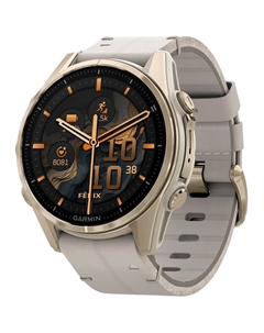 Смарт-часы Garmin Fenix 8 43 мм Amoled Sapphire Soft Gold Stainless Steel ремешок Fog Gray Leather Band (010-02903-40)