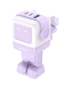 Зарядное устройство Ugreen CD361 Nexode Robot GaN Tech Fast Charger EU (USB-A/2xUSB-C) сиреневый