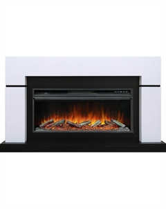 Камин Lindos (Белый с чёрным) + Vision 42 LOG LED Royal flame