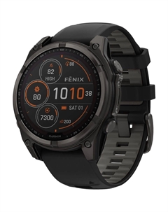 Смарт-часы Garmin Fenix 8 47 мм Solar Sapphire Carbon Gray Titanium ремешок Black/Pebble Gray Silicone (010-02906-11)
