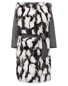Пальто из меха лисы на трикотаже с поясом Virtuale fur collection