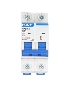 Автоматический выключатель модульный NXB-63 2P 16А тип C 6 кА 400 В (814092) Chint