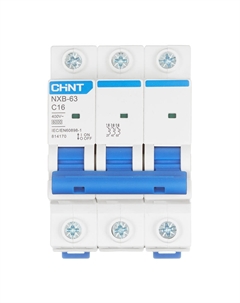 Автоматический выключатель модульный NXB-63 3P 16А тип C 6 кА 400 В (814170) Chint