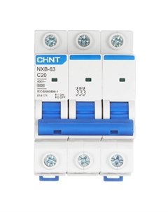 Автоматический выключатель модульный NXB-63 3P 20А тип C 6 кА 400 В (814171) Chint