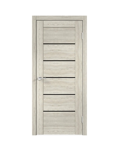 Дверь межкомнатная Vision 1 800х2000 мм ПВХ дуб дымчатый со стеклом с замком и петлями Velldoris