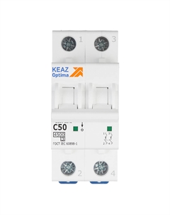 Автоматический выключатель модульный OptiDin BM63 2P 50А тип C 4,5 кА 230/400 В (326808) Кэаз