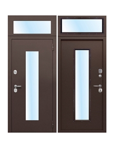 Дверь входная Гарда правая антик медь - антик медь с фрамугой 860х2500 мм со стеклопакетом Ferroni