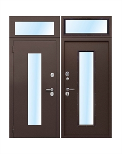 Дверь входная Гарда левая антик медь - антик медь с фрамугой 860х2500 мм со стеклопакетом Ferroni