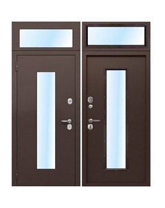 Дверь входная Гарда левая антик медь - антик медь с фрамугой 960х2500 мм со стеклопакетом Ferroni