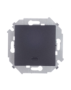 Выключатель 15 одноклавишный встраиваемый графит с подсветкой (1591104-038) Simon
