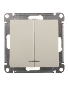 Выключатель AtlasDesign двухклавишный встраиваемый бежевый с подсветкой (ATN000253) Systeme electric