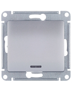 Выключатель Glossa одноклавишный встраиваемый алюминий с подсветкой (GSL000313) Systeme electric