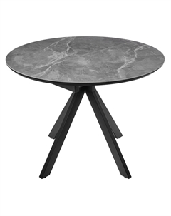Стол кухонный раздвижной круглый d1 м серый мрамор/черный Rudolf (RF 0643) Bradex