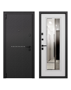 Дверь входная Крафт Скай Беленый левая дуб беленый - черный шелк с зеркалом 860х2050 мм Torex