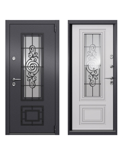 Дверь входная с терморазрывом Роял Кинг правая букле графит - кт белый со стеклопакетом 880х2050 мм Torex