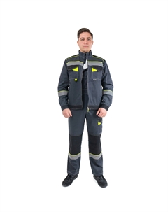 Костюм мужской рабочий Корвет Коттон 52-54 рост 182-188 см темно-серый/лимон Joker