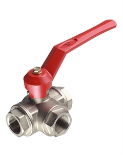 Кран шаровой латунный 3/4 ВР(г) х 3/4 ВР(г) х 3/4 ВР(г) L-образный ручка трехходовой Itap