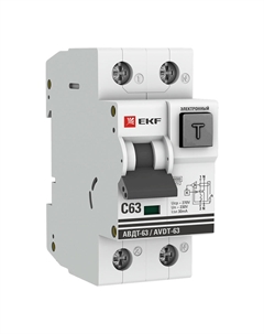 Автомат дифференциальный PROxima АВДТ-63 63А 1P+N тип AC 30 мА 6 кА (DA63-63-30e-AC) Ekf