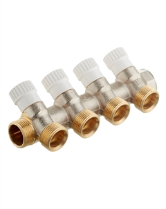 Коллектор 3/4 ВР(г) х 4 выхода 3/4(ЕК) х 3/4 НР(ш) регулирующий (SMB 6851 343404) Stout