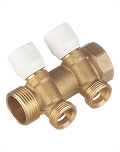 Коллектор 1 ВР(г) х 2 выхода 3/4 НР(ш) ЕК х 1 НР(ш) с запорными вентилями (8730010) Tece