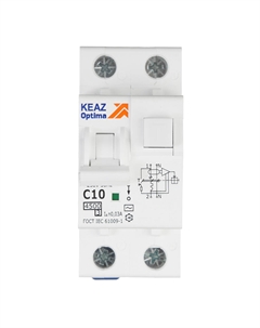 Автомат дифференциальный OptiDin D63 10А 1P+N тип AC 30 мА 4,5 кА (328097) Кэаз