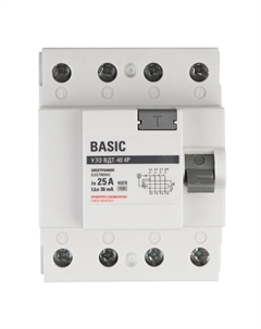 УЗО Basic ВДТ-40 25А 3P+N тип AC 30 мА 4,5 кА (elcb-4-25-30e-sim) Ekf