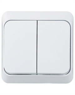 Выключатель Этюд двухклавишный накладной белый (BA10-002B) Systeme electric