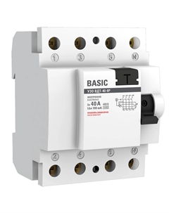 УЗО Basic ВДT-40 40А 3P+N тип AC 100 мА 4,5 кА компактное (elcb-4-40-100e-sim) Ekf