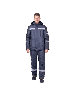 Костюм рабочий мужской утепленный Роуд 52-54 рост 182-188 см темно-серый/черный Гк спецобъединение