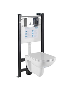 Комплект инсталляции Roca Debba с унитазом Rimless с кнопкой хром и сиденьем дюропласт микролифт быстросъем (00893104970)