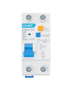 Автомат дифференциальный NXBLE-63Y 25А 1P+N тип AC 30 мА 4,5 кА компактный (105544) Chint