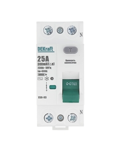 УЗО УЗО-03 25А 1P+N тип AC 300 мА 6 кА компактное (14068DEK) Dekraft