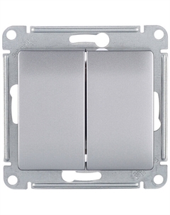 Выключатель Glossa двухклавишный встраиваемый алюминий (GSL000351) Systeme electric