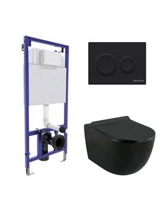 Комплект инсталляции Berges Balance с унитазом Lavelly Classic Black с кнопкой черной и сиденьем дюропласт микролифт быстросъем