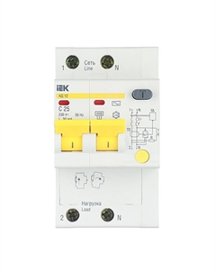 Автомат дифференциальный Karat АД-12 25А 1P+N тип AC 30 мА 4,5 кА (MAD10-2-025-C-030) Iek