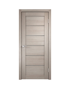 Дверь межкомнатная Vision 900х2000 мм ПВХ капучино со стеклом с замком и петлями Velldoris