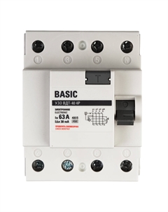 УЗО Basic ВДТ-40 63А 3P+N тип AC 30 мА 4,5 кА (elcb-4-63-30e-sim) Ekf