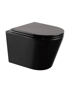 Унитаз подвесной Abber Bequem безободковый черный с сиденьем дюропласт микролифт (AC1102MB)